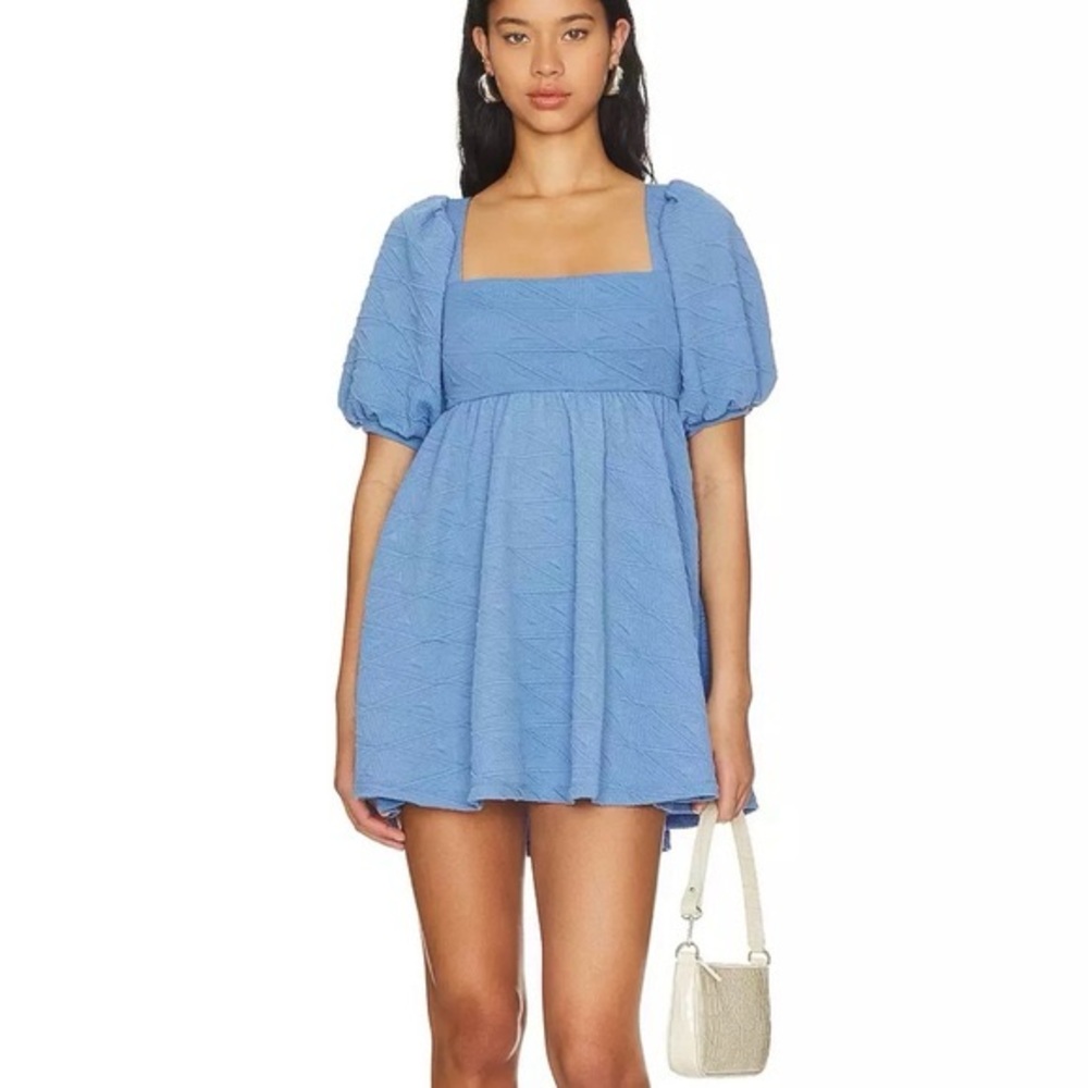 Free‎ People Women's Violet Textured Mini Dress in December Sky Blue